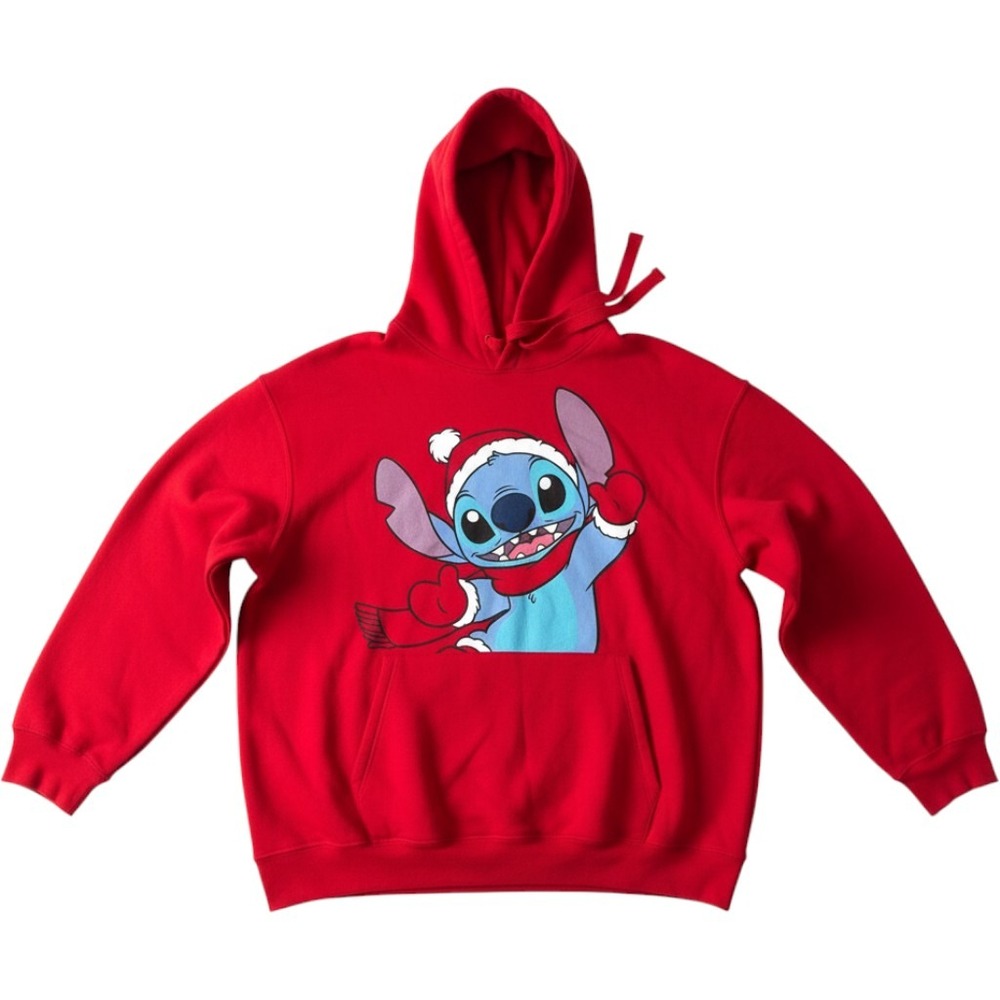 Disney Stitch Christmas Santa Hat Red Hoodie Sweatshirt XXL 19 RN117508